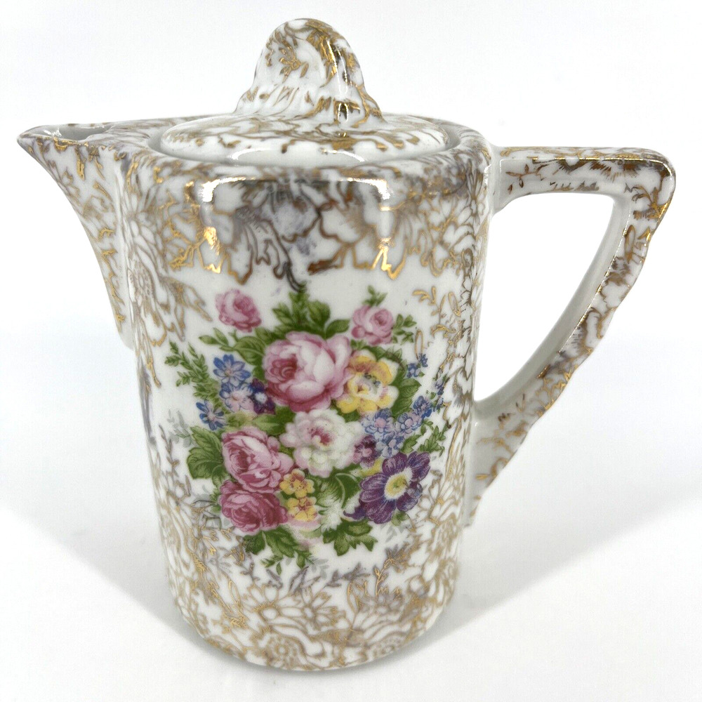 Warranted 22 Karat Gold Chintz Floral Bouquet Porcelain Creamer